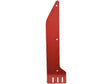 The Sparex Deflector Plate - LH (Kuhn) is a red metal bracket featuring three horizontal slots at the bottom and three screw holes, designed for wall mounting or securing objects. This fitting serves as an ideal LH Primary support, compatible with OE Reference K2602010. Its Sparex part number is S.166148.