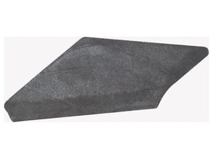 A dark gray, flat, irregularly shaped piece of material with smooth edges, resembling an uneven quadrilateral, ideal for Weld On applications - introducing the Knife Coulter RH & LH (Kuhn), part number S.166155 from the trusted brand Sparex.