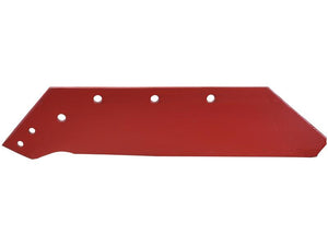 A red metal agricultural blade, named "Share - LH, 20'' (Kverneland)," featuring multiple mounting holes and compatible with KK073085, can be secured using Vulcan Fasteners. The product is identified by Sparex Part Number S.166159.