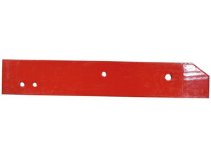 The Landside Long - LH (Kverneland) by Sparex, with product code S.166166, is a rectangular red metal plate featuring three holes and a notched edge on one side.