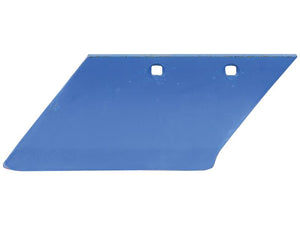 A Sparex S.166168 Skim Point - LH (Lemken) featuring a blue metallic triangular blade with two holes near the upper edge, compatible with Fitting LH Vulcan Fasteners, model 78707.