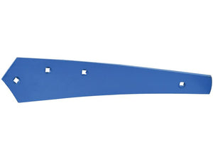 The Slat - LH No. (Lemken), Sparex Part Number S.166171 from the brand Sparex, is a blue, elongated flat metal piece with five irregularly spaced holes. It features a straight edge on one side and an uneven, angled edge on the other.