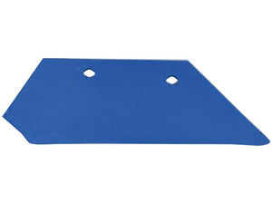 The Sparex Wing 14'' - RH (Fiskars, Overum) (Sparex Part Number S.166181) is a blue, flat, trapezoidal metal piece with two holes near one edge, ideal for use as an RH fitting.