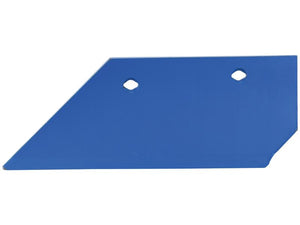 A blue metal plow blade with an angular design and two bolt holes, compatible with Vulcan Fasteners. The product is the Wing 12'' - LH (Fiskars, Overum) from the Sparex brand, with a part number of S.166188.