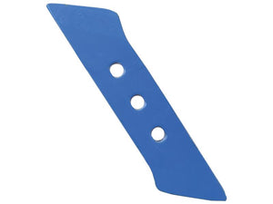 A blue, angular metal object with three circular holes aligned in the center, identified as Reversible Plough Point RH (Sparex Part Number: S.166199) from Sparex.