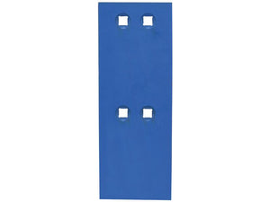 A Landside Short - RH & LH (Rabewerk) blue metal plate, compatible with primary OE reference fittings 27510306 and VP-351W from Vulcan Fasteners, featuring four square cutouts in a vertical arrangement. This product is branded by Sparex under the part number S.166202.