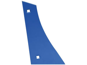 A blue metal blade, part Sparex S.166206 (Shin - LH for Rabewerk), featuring two rectangular holes near the top and bottom for accommodating LH fittings, ensuring a secure assembly. This component is designed to fit models 27510502 and VRP-350WL.