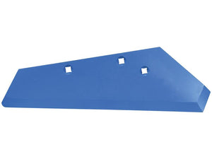 A blue metal plate with three hexagonal holes and a diagonal edge on one side, classified under Tariff Code 8432900000, branded as Sparex and known as Share - RH, (Rabewerk) to fit models 27011101 and DSP-293 0L. Sparex Part Number: S.166211.