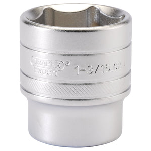 A Draper 6 Point Imperial Socket, 1/2" Sq. Dr., 1-3/16 inch - H-AF/MS, crafted from chrome vanadium steel and featuring engraved details on the side, designed for use with a socket wrench.