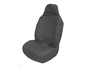 A black Sparex Seat Cover for Grammer Maximo, Primo & Compacto (S.166503) is displayed on a car seat against a white background.