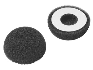 Two black foam cushion earpads are shown, featuring one displaying the front and the other showing the back side with a white adhesive ring. Perfect as replacements for Windshield (Sparex Part Number: S.166506).