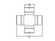 A technical diagram of the Sparex Universal Joint - (Standard Duty) cross-shaped pipe fitting, labeled with dimensions D for width and L for length, featuring Sparex-verified specifications is provided.