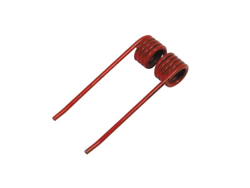 Two red metal Pick-Up Tine coiled extension springs with straight ends from Sparex, perfect for filling the fixing gap, Primary OE Reference 9383380 included.