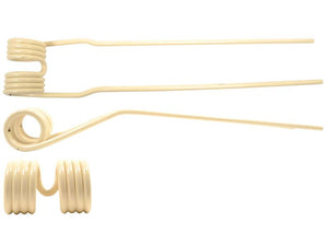 Three white coiled plastic hairpins are displayed. One is laid flat, another stands upright to showcase the coil, and the third provides a side view of the coil and straight stick. A perfect solution for fixing gaps in your hairstyle, these hairpins are offered by Sparex for reliable hold.