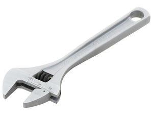 A 150mm (6'') silver Adjustable Spanner with measurement markings on its jaw and a hole at the end of its handle, known as Sparex Part Number S.166754.