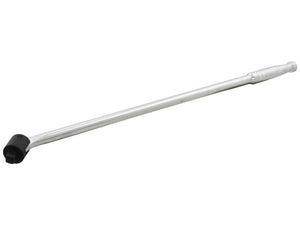 A silver Sparex 1/2'' breaker bar, Sparex Part Number S.166796, with a black socket head attachment is displayed against a plain white background, showcasing its impressive length.