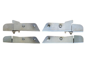 Four stainless steel mounting brackets with bolts and screws, from the Adjustable Vanes Kit (180 - 190mm) RH & LH (Amazone) by Sparex (Sparex Part Number: S.166806), arranged in two pairs against a plain white background.