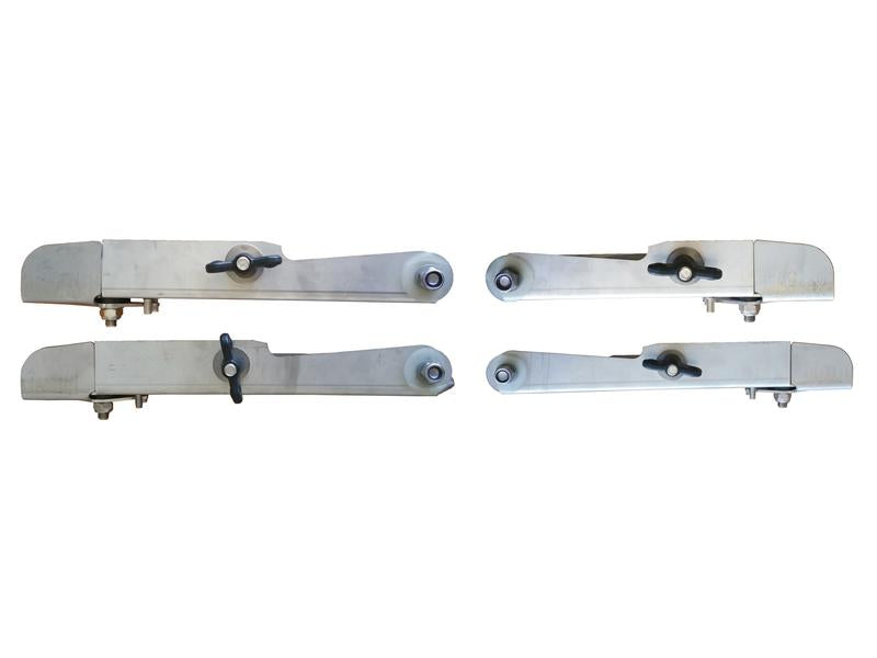 Four Sparex Adjustable Vanes Kit (215 - 280mm) RH & LH (Amazone), part number S.166811, stainless steel brackets with black knobs and mounting bolts arranged in pairs on a white background.