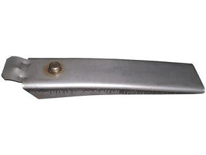 A rectangular, stainless steel Fixed Vane with a small protruding knob near one end and a notched tab at the opposite end, measuring 235mm and compatible with both RH & LH configurations by Sparex (Sparex Part Number: S.166838).