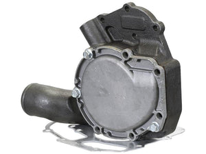 The "Water Pump Assembly (Supplied with Pulley)," Sparex Part No. S.166941, features a circular housing and is secured by several visible bolts, coming equipped with hub holes for easy installation. Designed to be suitable for Massey Ferguson models, this quality Sparex component ensures reliable performance.