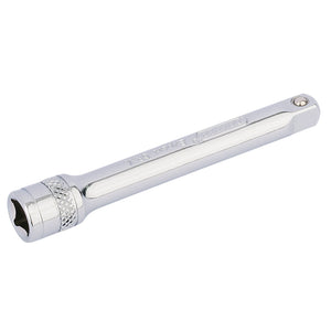 Introducing the Draper Extension Bar, 1/4" Sq. Dr., 75mm - B-EXT/B, featuring chrome vanadium steel construction, a knurled grip section for enhanced handling, and a spring-loaded ball bearing for secure socket holding.