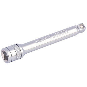 The Draper Expert Wobble Extension Bar, 1/4" square drive and 75mm long, features polished chrome vanadium steel construction with a knurled grip and precision-machined wobble end for versatile use. This Expert Quality tool ensures durability and performance.