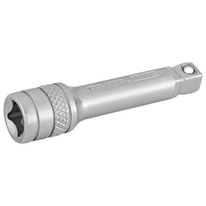 Image of the Draper Expert Wobble Extension Bar, 1/4" Sq. Dr., 50mm, Micro Satin Chrome - B-WEXT/MS made from chrome vanadium steel, featuring a knurled grip section for extra grip and a square drive end.