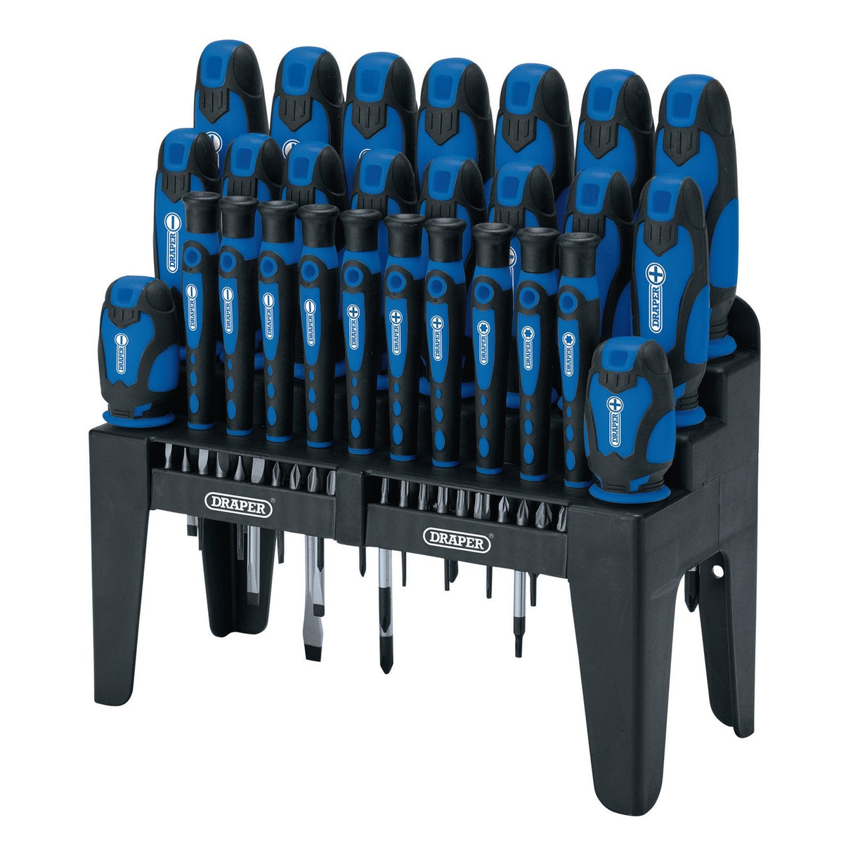 Draper Soft Grip Screwdriver And Bit Set, Blue (47 Piece) - 864/47/B - Farming Parts