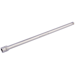 The Draper Satin Chrome Wobble Extension Bar, 3/8" Sq. Dr., 300mm - D-WEXT/MS features a chrome vanadium steel construction with a square drive end and knurled grip section, ideal for extending the reach of socket wrenches while ensuring secure socket holding.