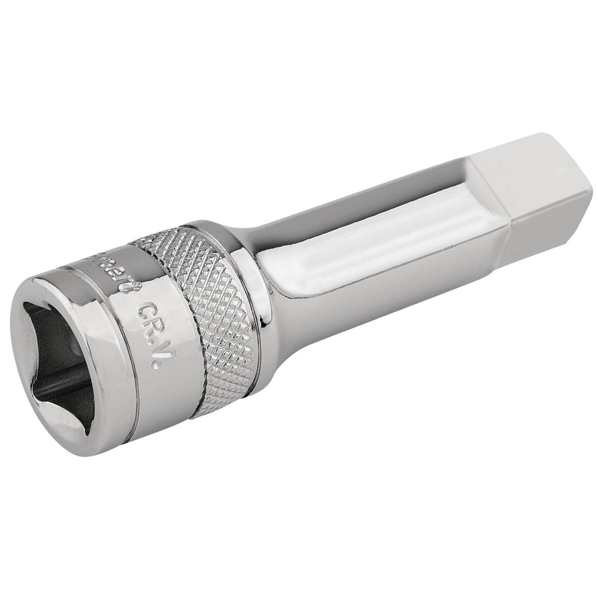 The Draper Extension Bar, 1/2" Sq. Dr., 75mm - H-EXT/B features a textured grip section for extra grip and a hexagonal end connector that ensures secure socket retention.