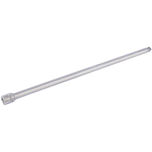 A long, cylindrical metal rod crafted from Expert Quality chrome vanadium steel, featuring a threaded connector on one end and a small hole near the opposite wobble end.

Rewritten Sentence:
The Draper Satin Chrome Wobble Extension Bar, 1/2" Sq. Dr., 500mm - H-WEXT/MS, is a long, cylindrical metal rod made from Expert Quality chrome vanadium steel with a threaded connector on one end and a small hole near the opposite wobble end.