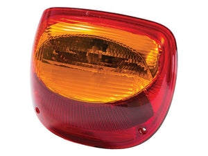 Close-up view of a Sparex Rear Combination Light (Halogen) with red and amber sections, featuring a sturdy polycarbonate lens. This 12V light supports three functions and is available for both right-hand (RH) and left-hand (LH) configurations. Sparex Part Number: S.167692