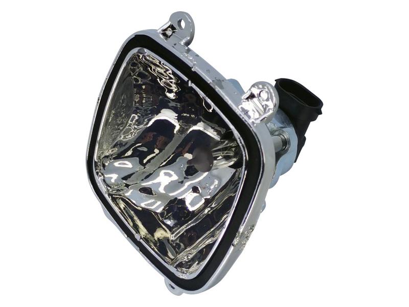 A Sparex Work Light (Halogen), Square, with a 12V voltage rating, featuring a reflective chrome interior, an aluminium housing, and a black connector on the side. The Sparex Part Number for this product is S.167697 and it is suitable for both RH & LH applications.