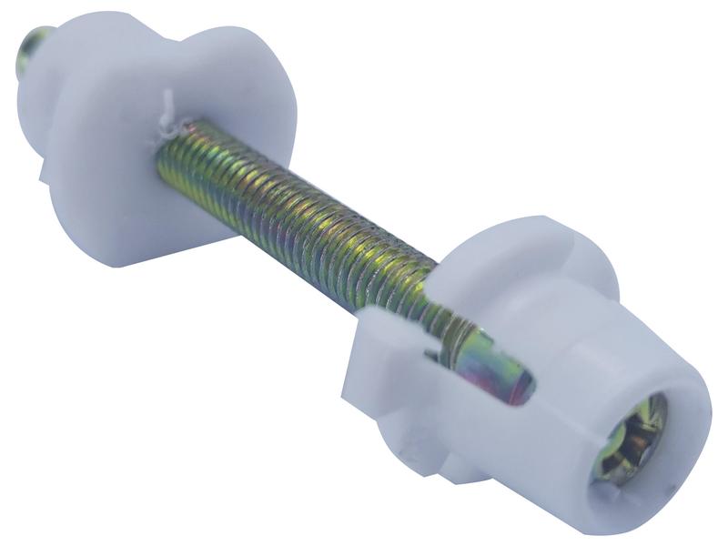 A metallic bolt accompanied by a white plastic anchor and washer, featuring a threaded design for securing items, as included in Sparex's Head Light Cowl Fixing Kit for John Deere equipment (Part No. S.167699).