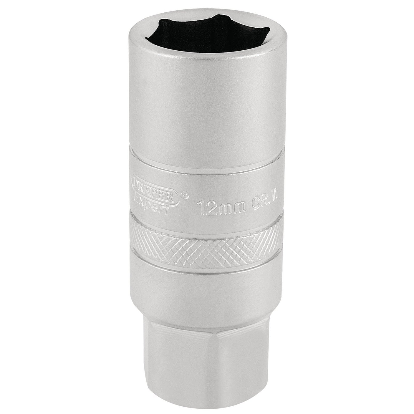 Draper 12mm Thread 6 Point Satin Chrome Spark Plug Socket, 3/8" Sq. Dr., 18mm - DT-PLUG/MS - Farming Parts