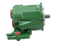 A Sparex industrial hydraulic pump (Part No. S.167770) in green, featuring red-capped ports and a metal shaft, viewed from the side.