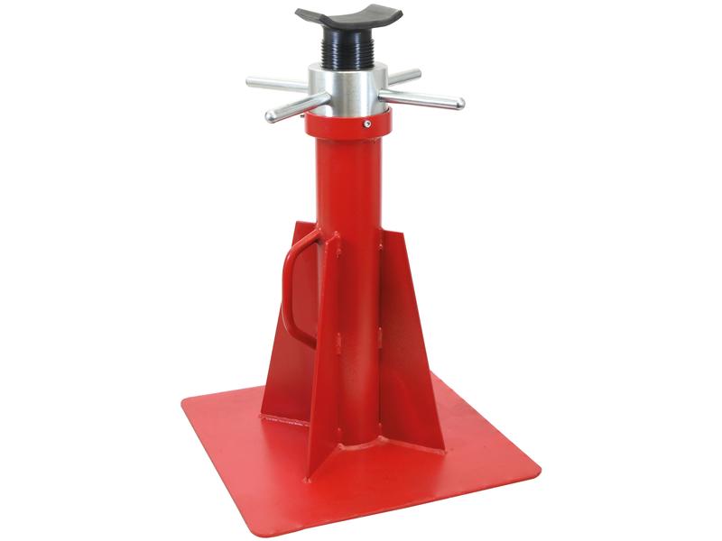 The Sparex Heavy Duty Axle Stand (Screw Type) S.167818 is a robust red steel jack stand designed for supporting vehicles, featuring a flat base and adjustable top plate. With a Safe Working Load of 20000KGs and TUV-GS certification, it ensures maximum safety and reliability.