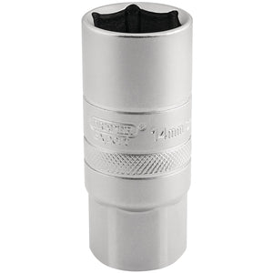 Draper 14mm Thread 6 Point Satin Chrome Spark Plug Socket, 1/2" Sq. Dr., 21mm - HT-PLUG/MS - Farming Parts