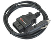 The Sparex OBD Memory Saver Cable, suitable for Lemania Start Boosters (Sparex Part Number: S.167842), features an OBD-II connector on one end and a 12V car cigarette lighter adapter on the other. This black diagnostic cable has a length of 1500 mm, providing ample reach for various diagnostic tasks.