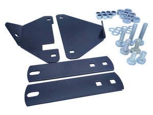 A set of black metal Seatbelt Brackets, bolts, nuts, and washers (Sparex Part Number: S.167883) arranged on a white background, perfect for various applications. Check out related products from Sparex to complement your needs.