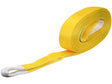 Introducing the Lifting Sling (Yellow) 2M by Sparex, part number S.167937. This polyester tow strap features reinforced white loops at each end and boasts a robust safety factor of 7:1.