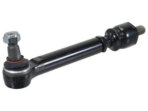 The Track Rod/Drag Link Assembly Kit (Sparex Part No. S.167955) by Sparex is a black metal tie rod end designed for the Ford New Holland T5 series, featuring a grease fitting on one end and a threaded adjustment sleeve on the other.