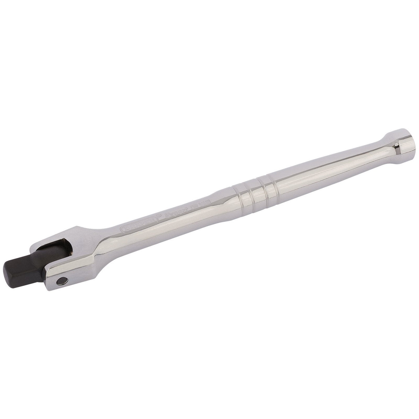 The Draper Breaker Bar, 3/8" Sq. Dr., 200mm - D74/B is a durable hand tool with a silver finish and a square-shaped black end, made from chrome vanadium steel. It is commonly used to extend the reach of socket wrenches and ensure secure socket holding.