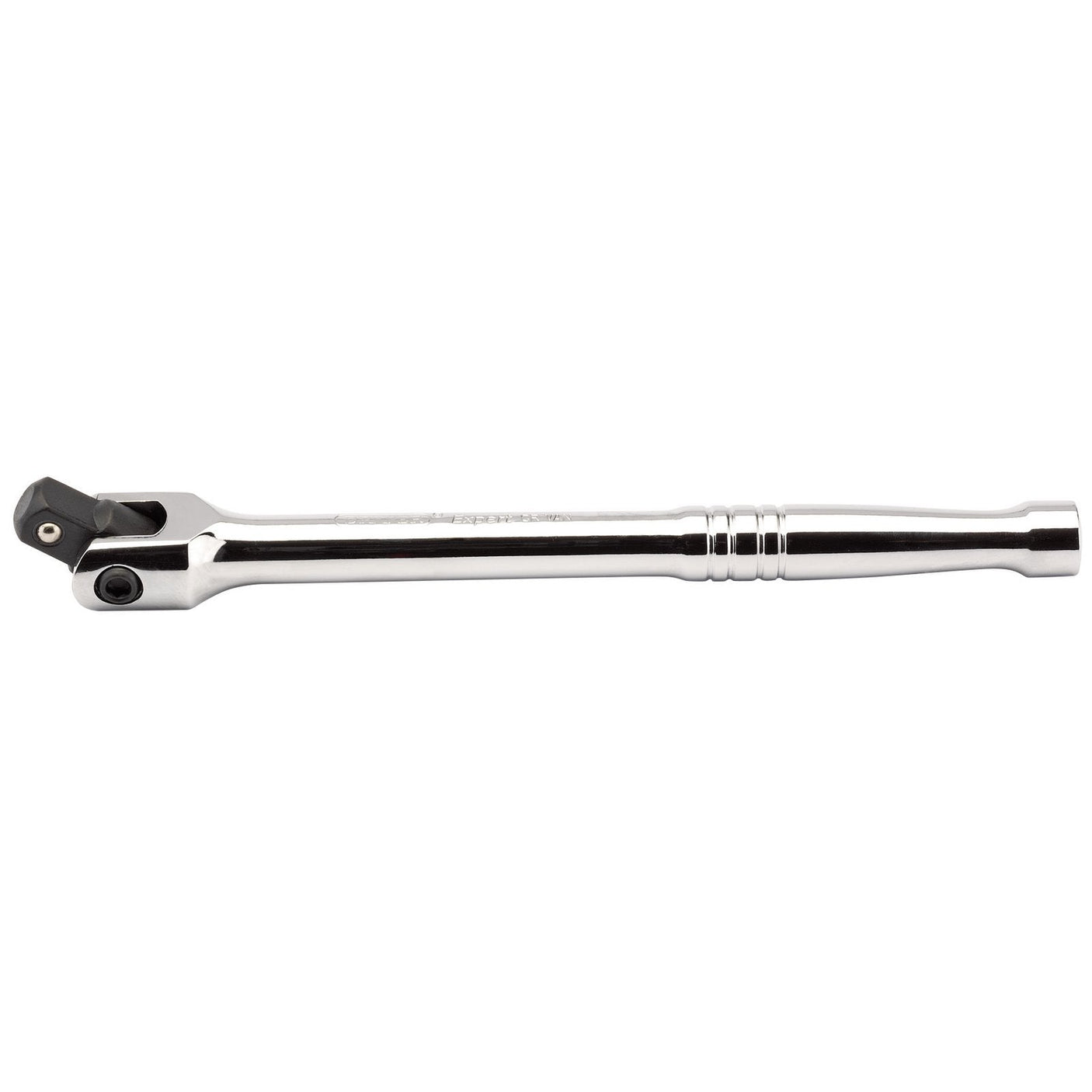 The Draper Breaker Bar, 1/2" Sq. Dr., 250mm - H10/B is a metal ratchet wrench handle with a socket attachment. It features a spring-loaded ball bearing for secure grip and is shown against a white background. This tool is crafted from chrome vanadium steel and complies with DIN3122 and ISO3315 specifications.