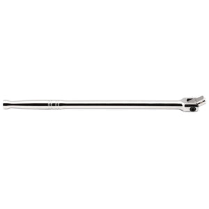 The Draper Breaker Bar, 1/2" Sq. Dr., 375mm - H15/B, is a long tool made of durable chrome vanadium steel with a chrome-plated finish and a pivoting head at one end for applying torque to loosen tight bolts and nuts.