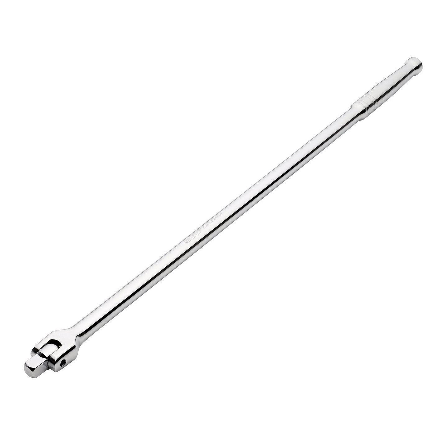 The Draper Breaker Bar, 1/2" Sq. Dr., 600mm - H24/B, features a secure socket holding mechanism, a swivel head, and durable chrome vanadium steel construction for effectively loosening tight bolts.