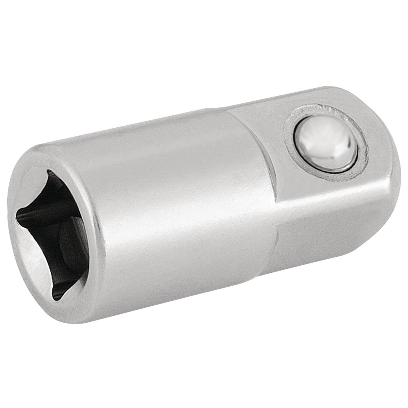 The Draper Socket Converter, 1/4"(F) X 3/8"(M) - D67D/B, is a chrome vanadium steel adapter featuring a square drive end and a hexagonal opening on the opposite end. It has a polished finish and meets DIN3122 and ISO3315 specifications, ensuring durability and performance when extending the reach of your socket wrenches.