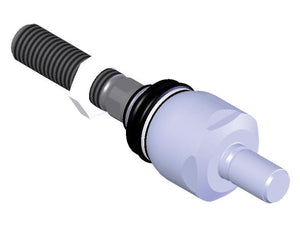 A digital rendering of a Sparex Steering Joint, a mechanical fastener or connector with threaded and cylindrical components, featuring a prominent bolt and nut with an overall length of 208 mm (Sparex Part Number S.168433).