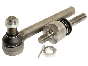 Two metal car steering suspension components, including a 440mm length Sparex Track Rod/Drag Link Assembly Kit (Sparex Part Number: S.168436) and a RH inner axle joint tie rod end, lying side by side on a white background.