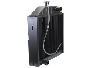 A black, rectangular Sparex Radiator (Sparex Part Number: S.168478) with attached hoses and a radiator cap is shown standing upright on a white background.